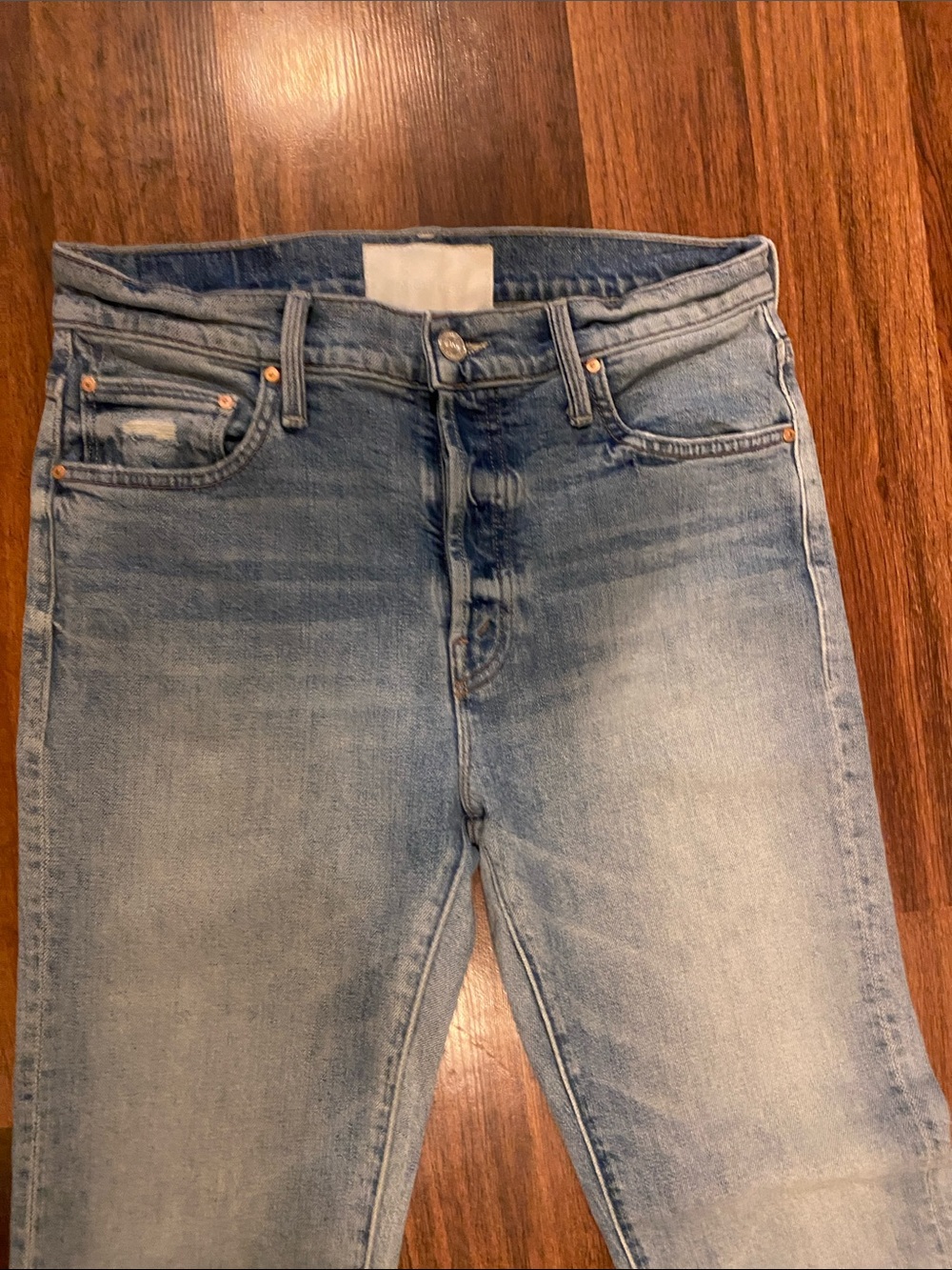 MOTHER Light Blue Washed Denim Jeans - Picture 2 of 8